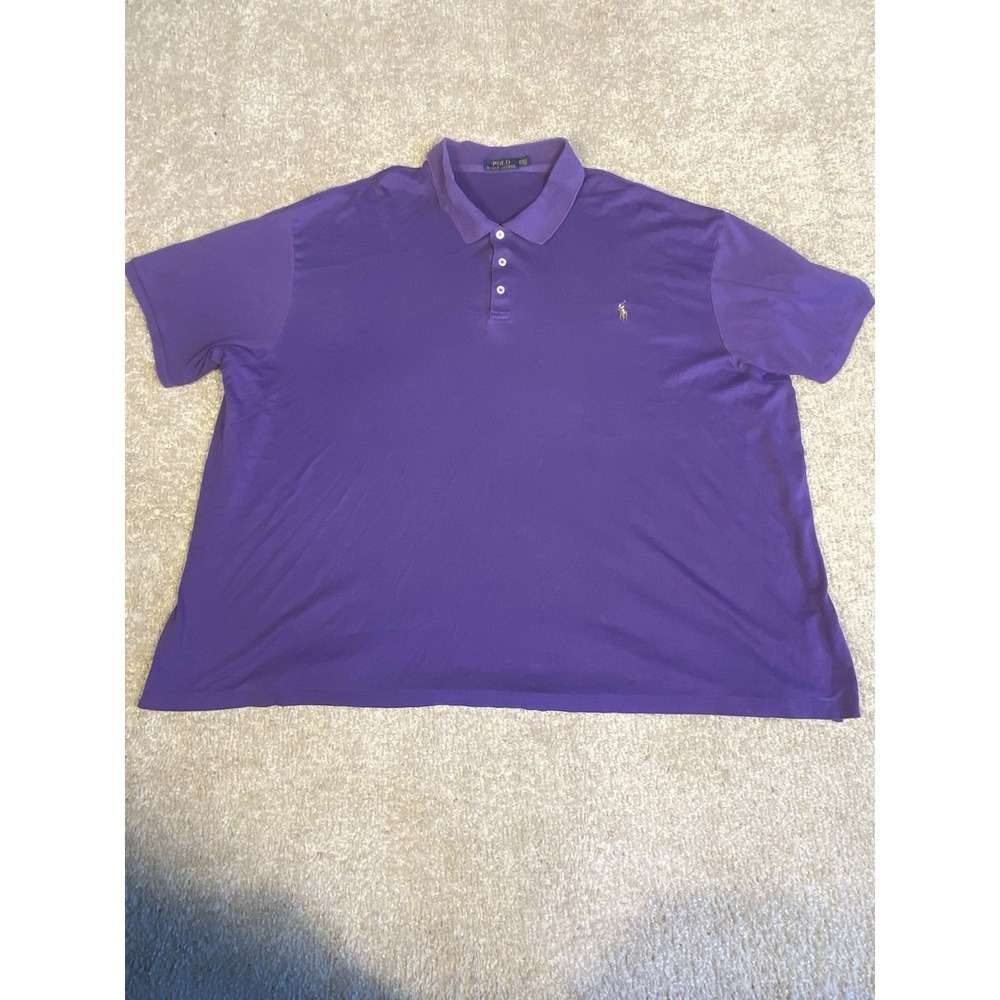 Polo Ralph Lauren Mens 4XB Purple Short Sleeve Flesh Pony Polo Shirt Big Tall